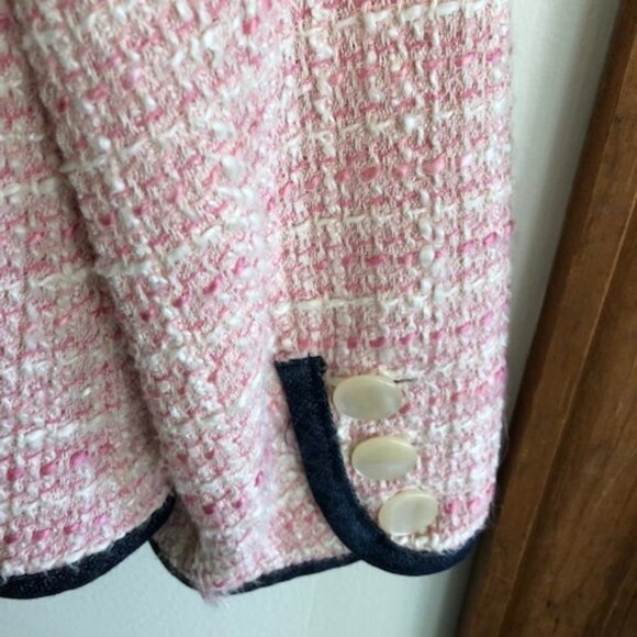 LIZ CLAIBORNE Vintage Nubby Tweed Denim Accent Trim 3/4 Sleeve Jacket … - Picture 12 of 12